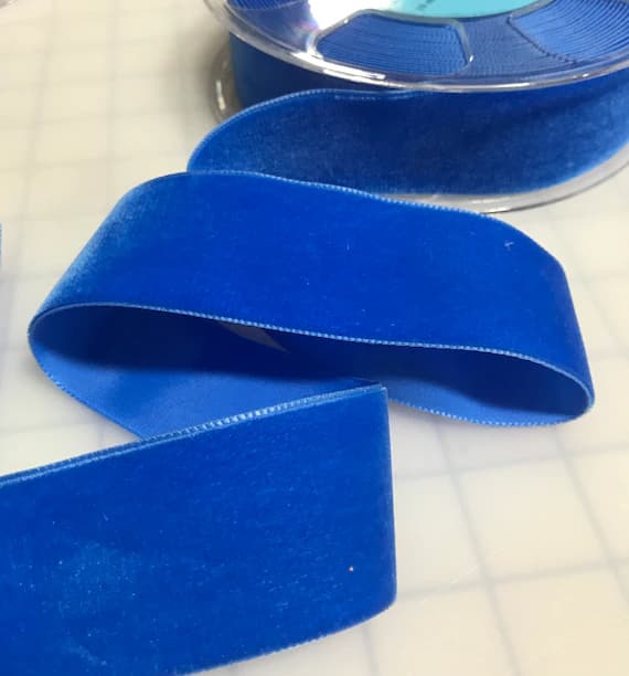 sapphire none - French VELVET Ribbon SAPPHIRE BLUE by the yard 1 1/2 inch wide