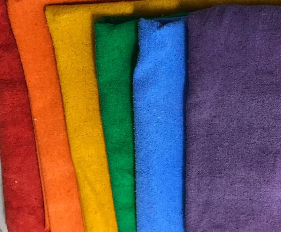 velvet fabric - Rainbow Jewel Tones Sample Set - Hand Dyed Silk Noil Fabric - 1/4 Yard Each