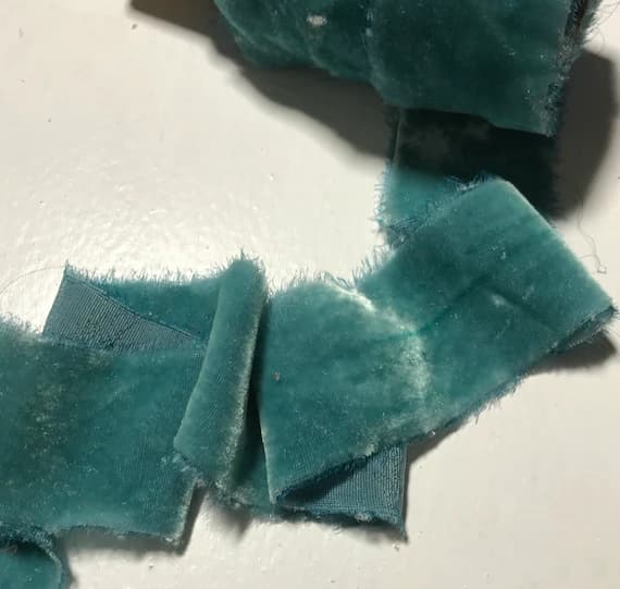 teal none - Hand Dyed Pastel Teal Silk Velvet Ribbon ( 4 Widths to choose from)