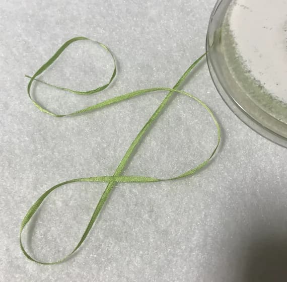 green none - Spring Green Pure Silk Embroidery Ribbon 2mm (1/16") wide Made in France - 3 Yards-