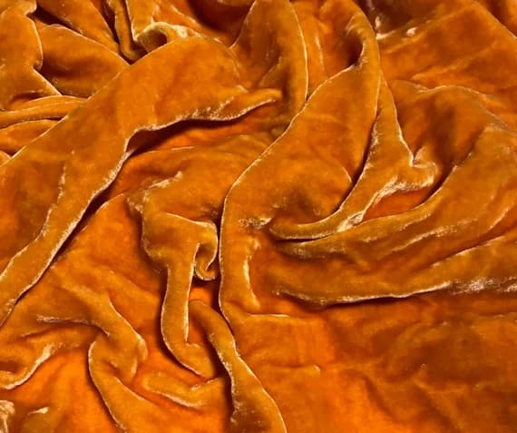 orange velvet fabric - SAFFRON ORANGE Hand Dyed Silk Velvet Fabric