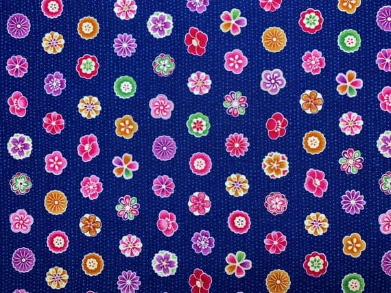 royal cotton fabric - Modern Japanese Style Royal Blue Asian Inspired Floral - Cosmo Japan Cotton Dobby Fabric
