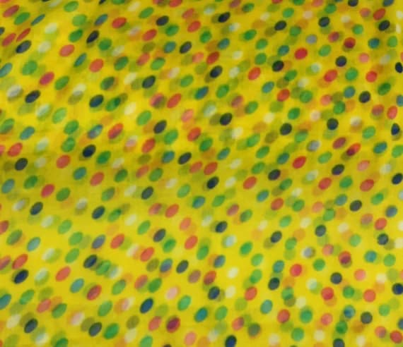 yellow fabric - Yellow with Multi Polka Dots - Polyester Gauze Voile