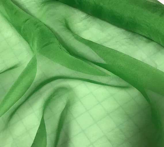green organza fabric - Hand Dyed APPLE GREEN - Silk Organza Fabric