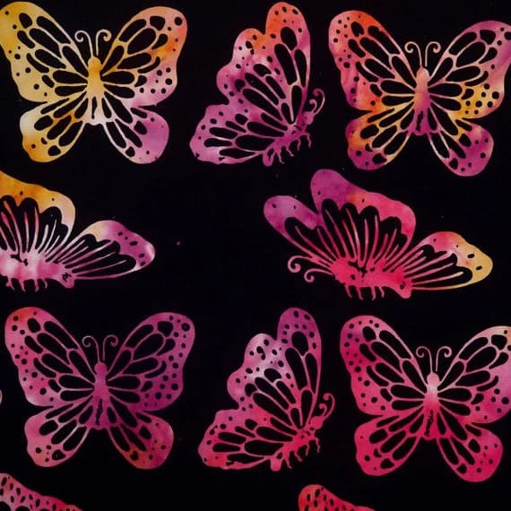 cotton fabric - Lucknow Butterflies - Indigenous Blanket - Batik by Mirah Cotton Fabric