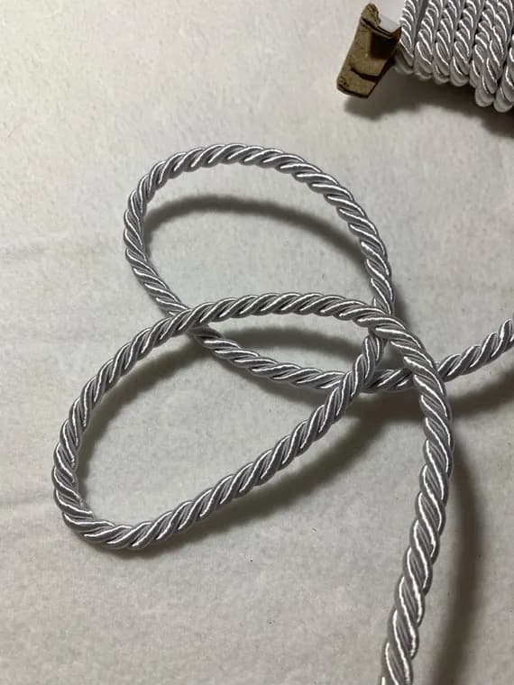 white none - White Twisted Satin Cord Trim 3/8"