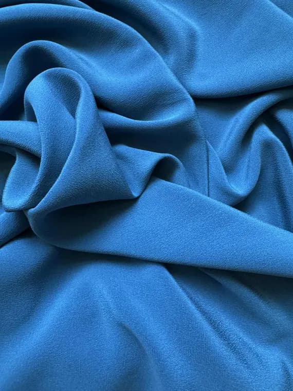 peacock crepe fabric - Peacock Teal Blue - 16mm Sandwashed Silk Crepe de Chine Fabric