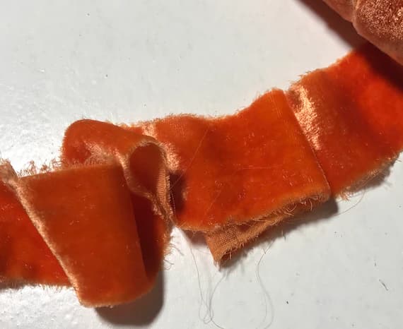 orange none - Hand Dyed Deep Orange Silk Velvet Ribbon ( 4 Widths to choose from)