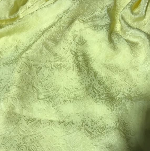 yellow silk fabric - Hand Dyed Sunshine Yellow PAISLEY - Silk Jacquard Fabric