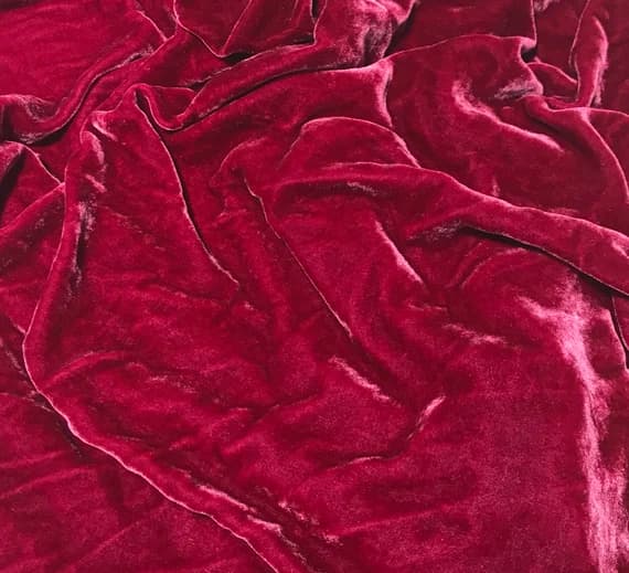 red velvet fabric - CRANBERRY RED Hand Dyed Silk Velvet Fabric