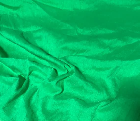 dupioni fabric - Hand Dyed Spearmint - Silk Dupioni Fabric