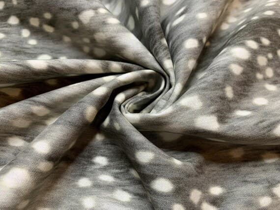 gray cotton fabric - Gray Deer Spots Bambi Animal Print - Kokka Japan Cotton Sheeting Fabric