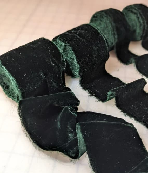 green none - Dark Green Silk Velvet Ribbon ( 4 Widths to choose from)