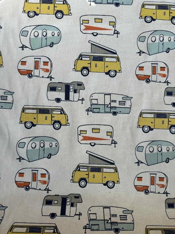 beige cotton fabric - Vintage Camper Maya Macon Beige - Premier Prints Cotton Canvas Duck Fabric