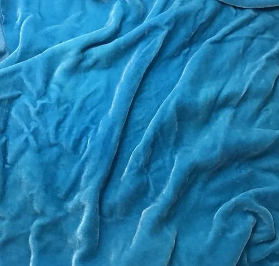 turquoise velvet fabric - TURQUOISE BLUE Hand Dyed Silk Velvet Fabric