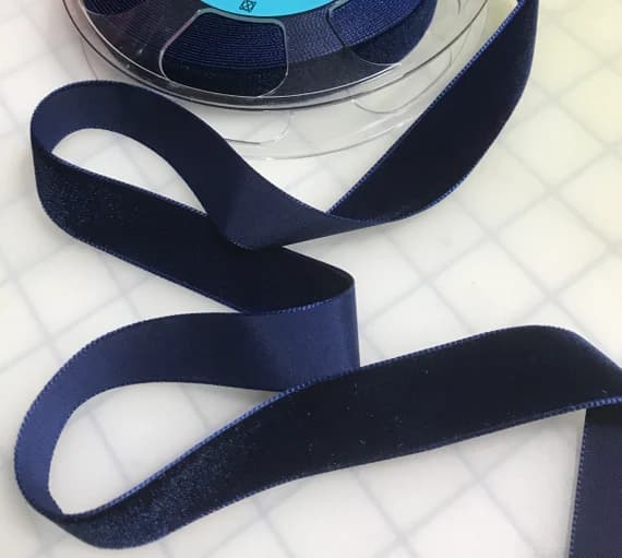 navy none - NAVY BLUE French Velvet Ribbon (7/8" wide)