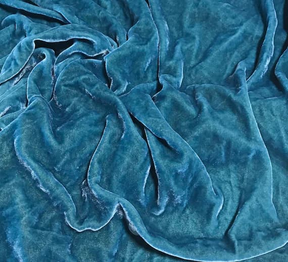 blue velvet fabric - VICTORIAN BLUE Hand Dyed Silk Velvet Fabric