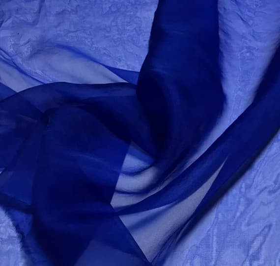 sapphire organza fabric - Hand Dyed SAPPHIRE BLUE - Silk Organza Fabric