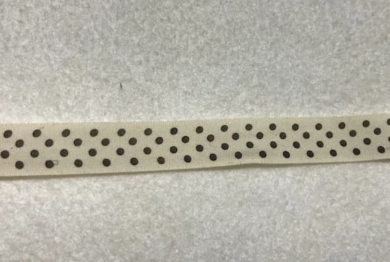 black none - Natural with Black Polka Dot 100% Cotton Ribbon Trim Made in France 9/16" wide