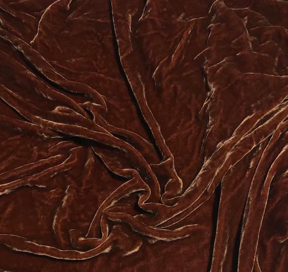 velvet fabric - DEEP AMBER Hand Dyed Silk Velvet Fabric