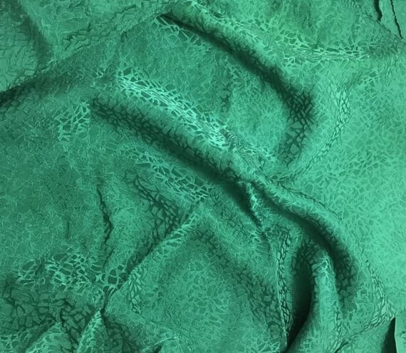 emerald silk fabric - Hand Dyed Emerald Green Pebbles - Silk Jacquard Fabric
