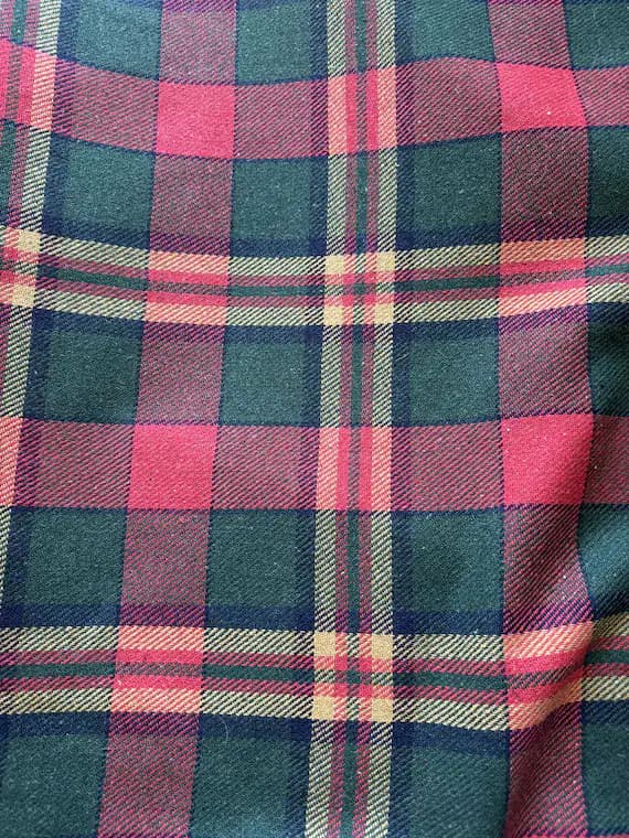 red wool fabric - Red & Green Christmas Plaid - 100% Wool Fabric