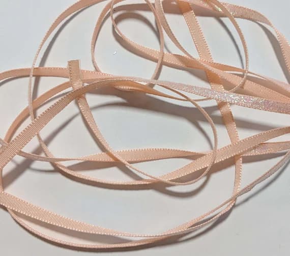 peach none - French VELVET Ribbon Lurex Metallic IRIDESCENT PEACH 2 yards x 5mm 1/4 inch
