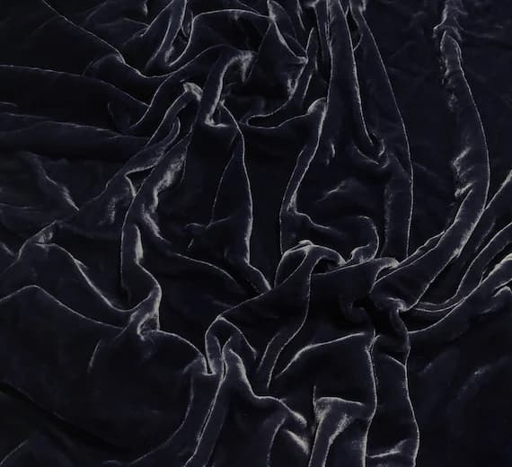 blue velvet fabric - DARK DENIM BLUE Hand Dyed Silk Velvet Fabric