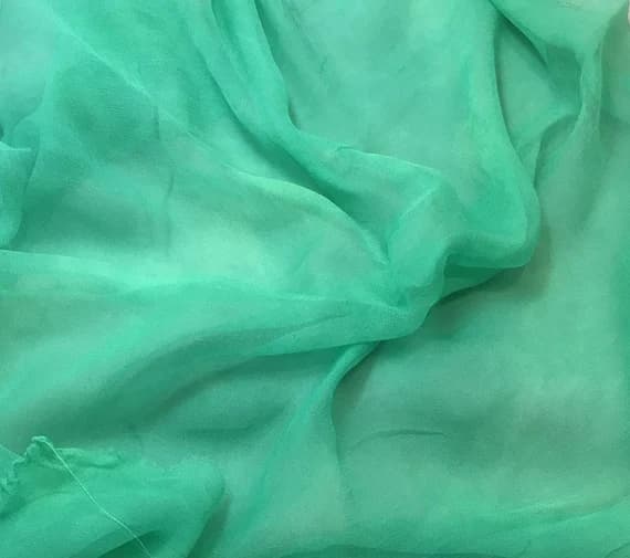 green chiffon fabric - Hand Dyed SPEARMINT GREEN - Silk Gauze Chiffon Fabric
