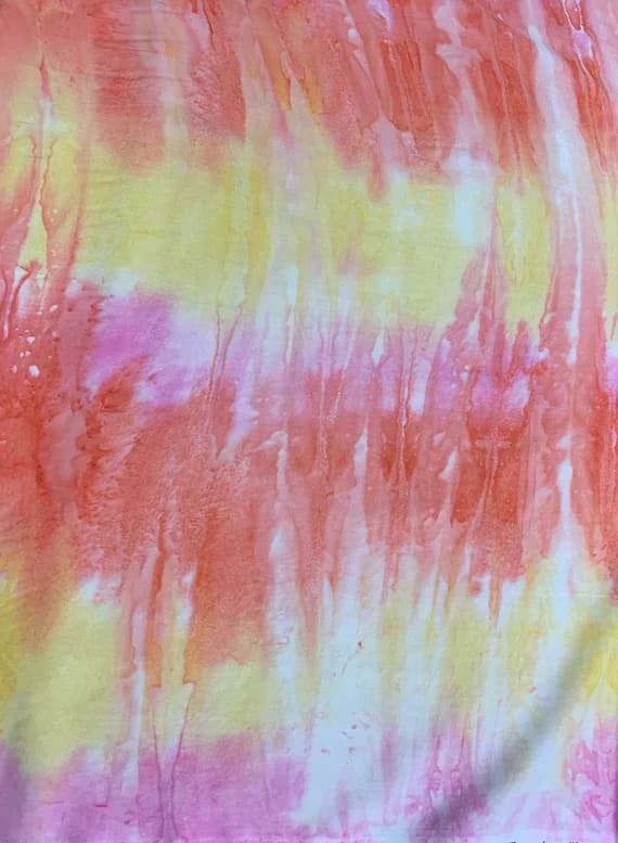 pink cotton fabric - Pink Orange Yellow Watercolor Stripe Batik - Batik by Mirah Rayon Fabric