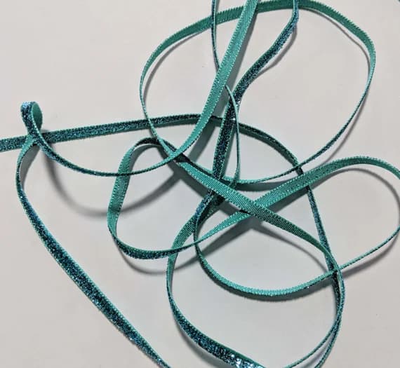 none - French VELVET Ribbon Lurex Metallic AQUAMARINE 2 yards 5mm 1/4 inch