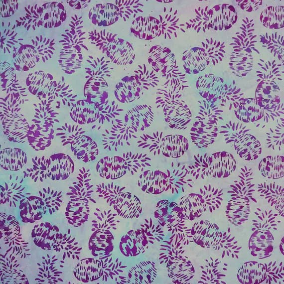 cotton fabric - Iris Frost Pineapples - Spring Awakening - Batik by Mirah Cotton Fabric