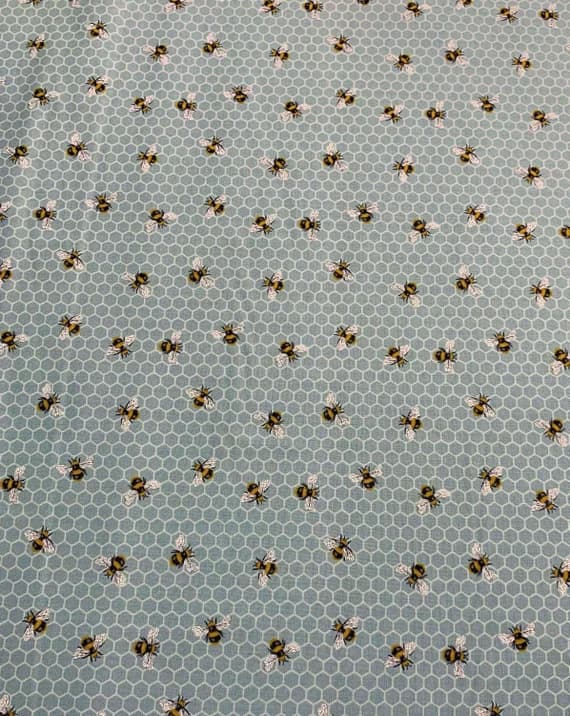 jade cotton fabric - Blue Multi Honeycomb Bees - Bee Kind - by Jade Mosinski for Northcott Cotton Fabric