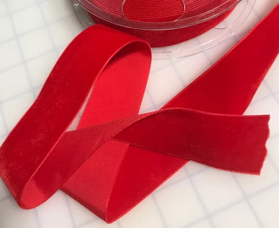 scarlet none - French VELVET Ribbon SCARLET RED by the yard (1 1/2" wide)