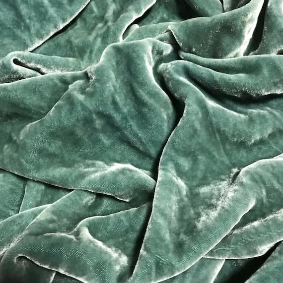 gray velvet fabric - GRAY GREEN Hand Dyed Silk Velvet Fabric