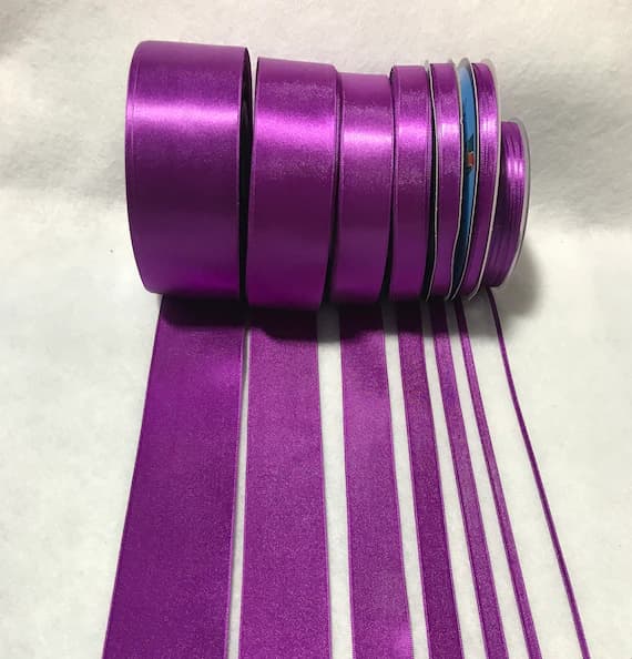 none - Eggplant Double Sided Satin Ribbon - Made in France (7 Widths to choose from)