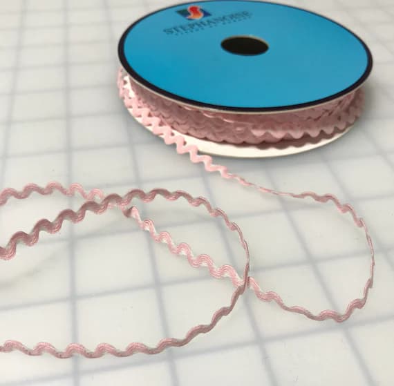 white none - Baby Pink & White Ric Rac Trim made in France 1/4" wide x 3 yards