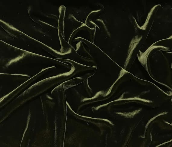 green velvet fabric - IRIDESCENT GOLDEN GREEN Silk Velvet Fabric