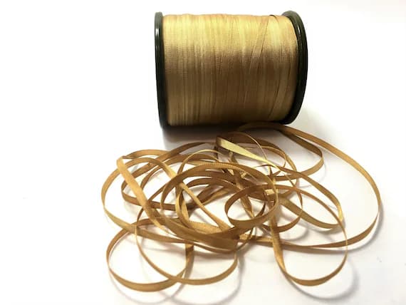 gold none - Hand Dyed Variegated Gold #20 Pure Silk Embroidery Ribbon 4mm 1/8" wide Japan -3 yards-