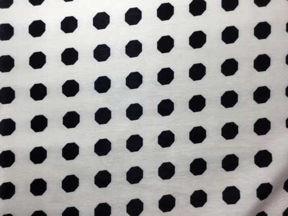 black charmeuse fabric - Black on White Octagons - Faux Silk Charmeuse Satin Fabric
