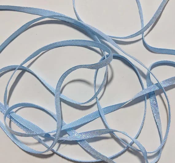 blue none - French VELVET Ribbon Lurex Metallic IRIDESCENT Light BLUE 2 yards x 5mm 1/4 inch