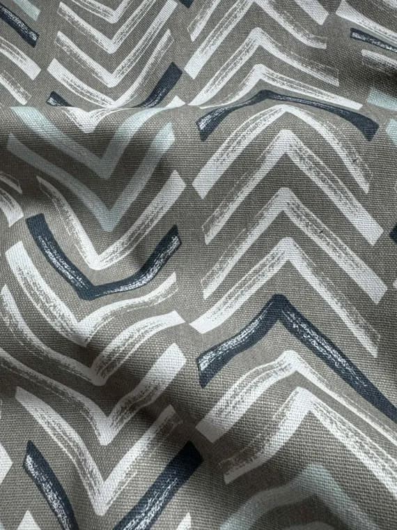gray cotton fabric - Dancer Driftwood Chevron Blue Gray - Premier Prints Cotton Canvas Fabric