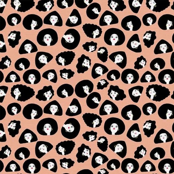 cotton fabric - Friends & Faces - Good Hair - Paintbrush Studio Cotton Fabrics