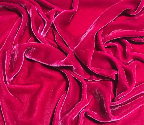 pink velvet fabric - POMEGRANATE PINK Hand Dyed Silk Velvet Fabric