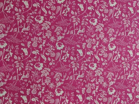 pink cotton fabric - Flora and Fauna Milieu Pink Woodland - Art Gallery Fabrics -Premium Cotton