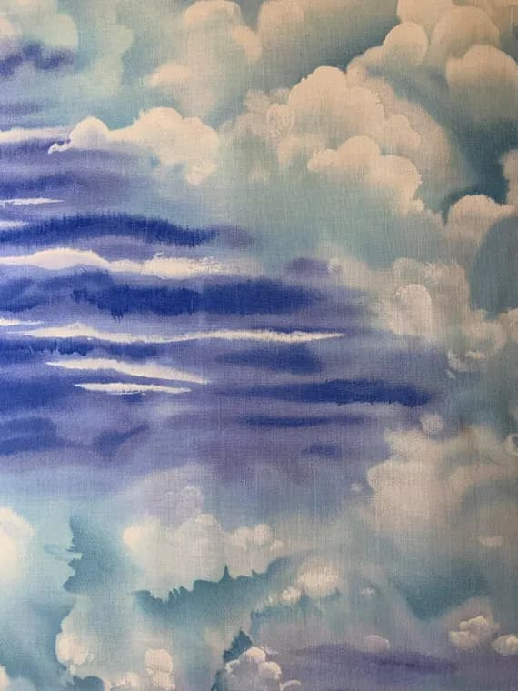 blue cotton fabric - Blue Sky with Clouds Cotton Fabric Vintage 90's OOP Michael Miller