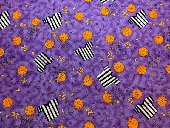 cotton fabric - Basketball Cotton Fabric Vintage 90's OOP by SSI