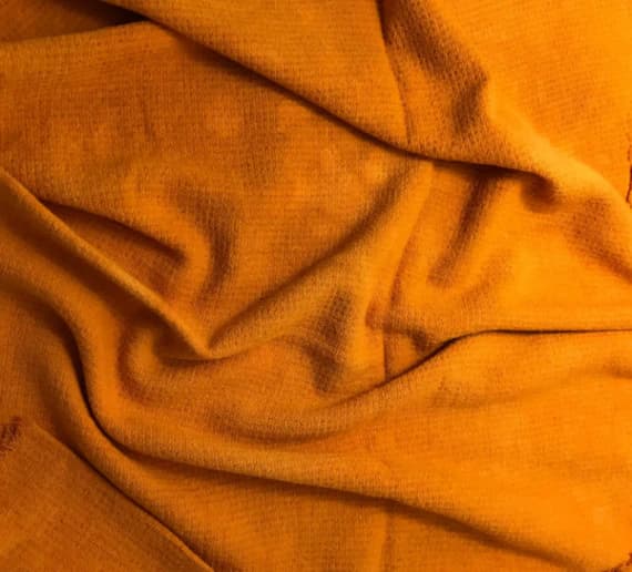 orange noil fabric - Pumpkin Orange - Hand Dyed Raw Silk Squares Weave Check Noil Fabric