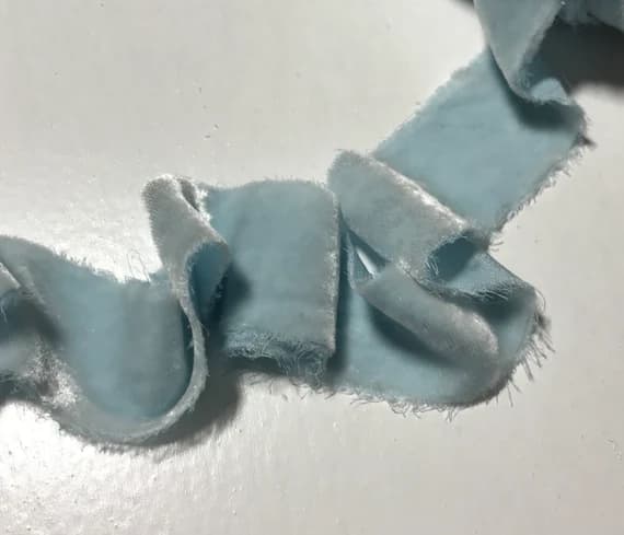 blue none - Hand Dyed Baby Blue Silk Velvet Ribbon ( 3 Widths to choose from)
