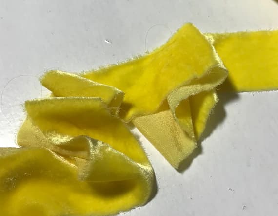 yellow none - Hand Dyed Sunshine Yellow Silk Velvet Ribbon ( 4 Widths to choose from)
